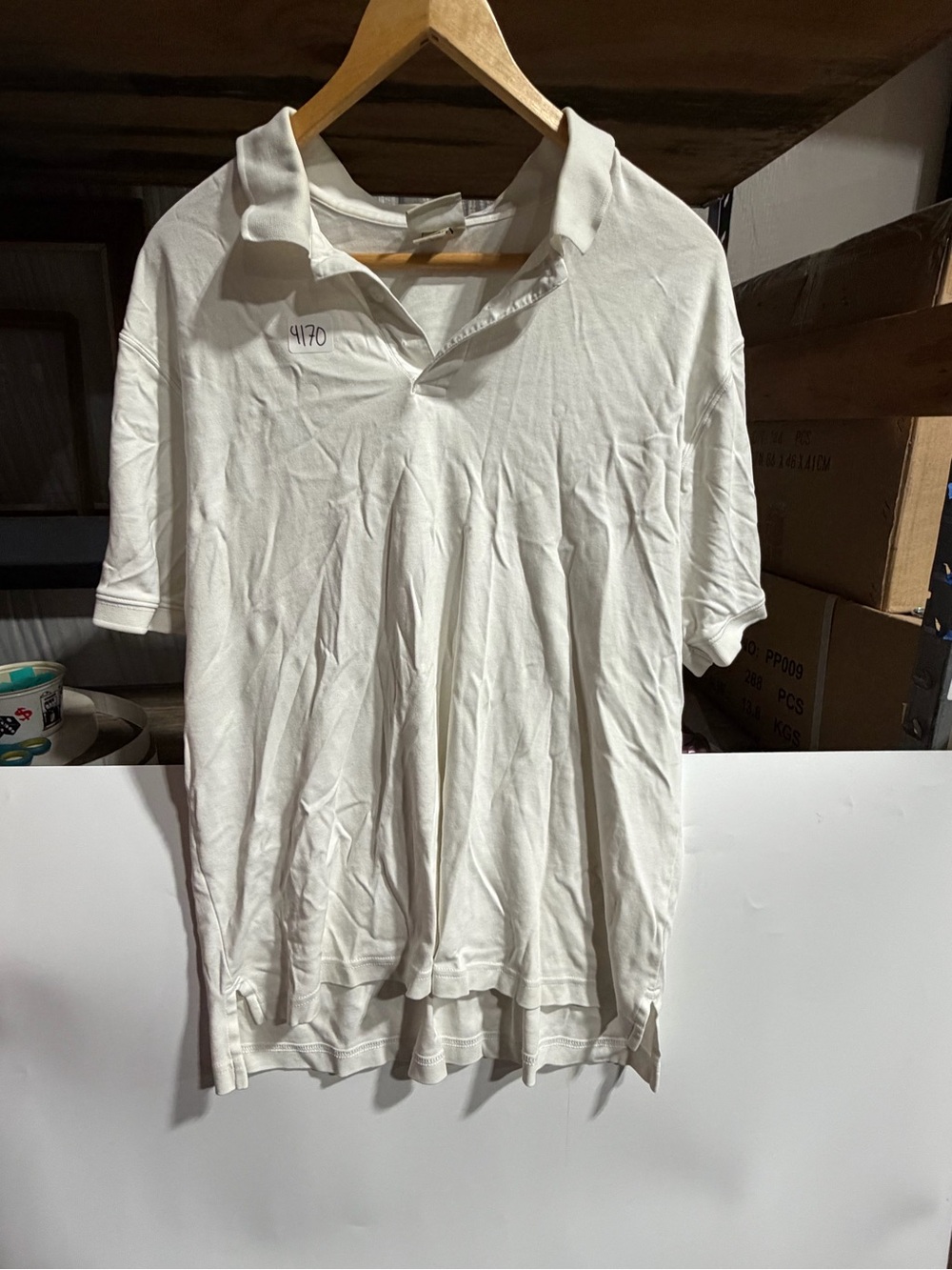#4170-L.L. Bean Men's White Short Sleeve Polo
